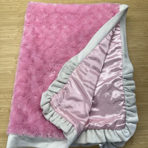 Baby Starters Baby Blanket Security Bow Pink Satin Ruffle 30x40 Lovey - Picture 3 of 4